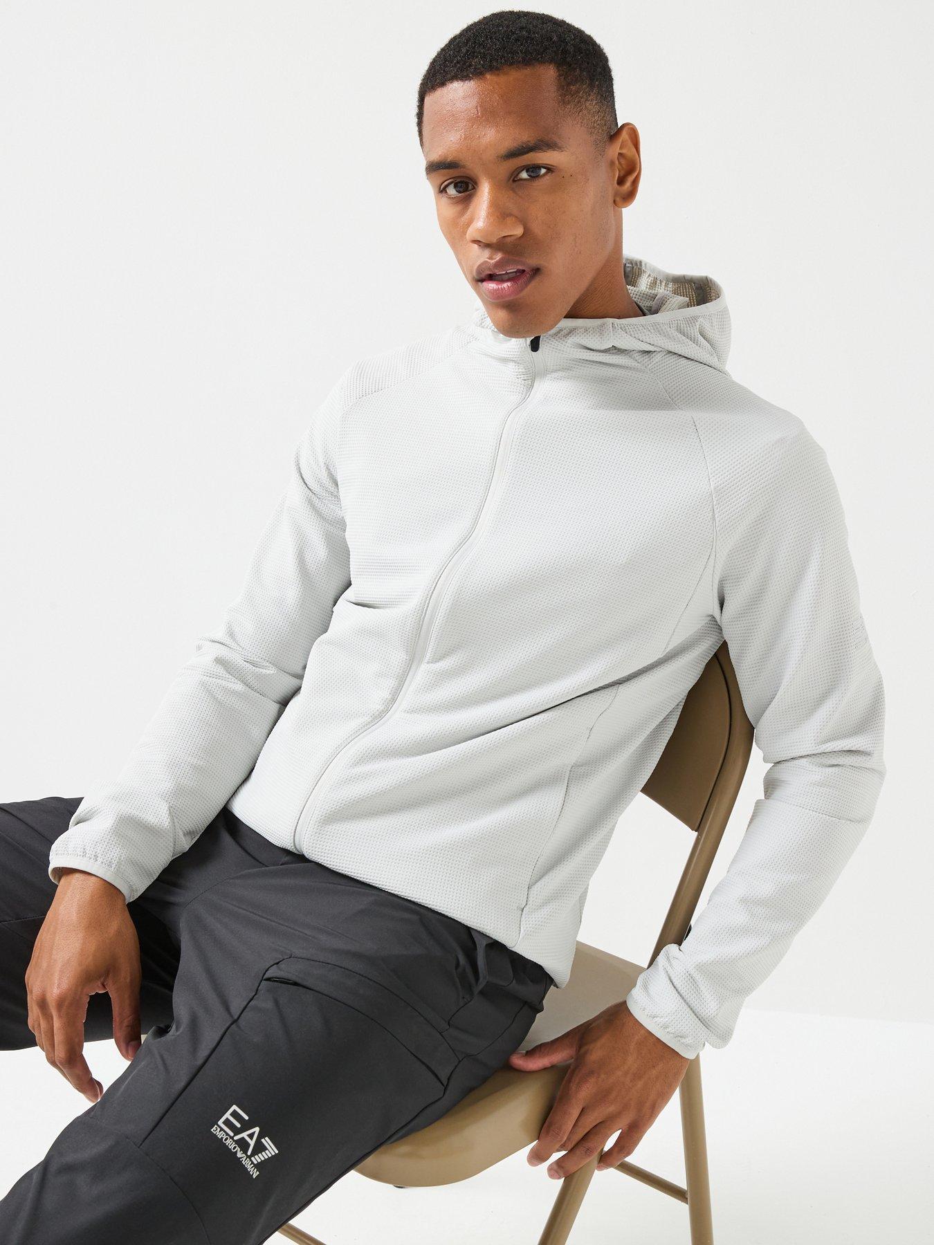 EA7 Emporio Armani Ventus7 Full Zip Tech Hoodie - Light Grey