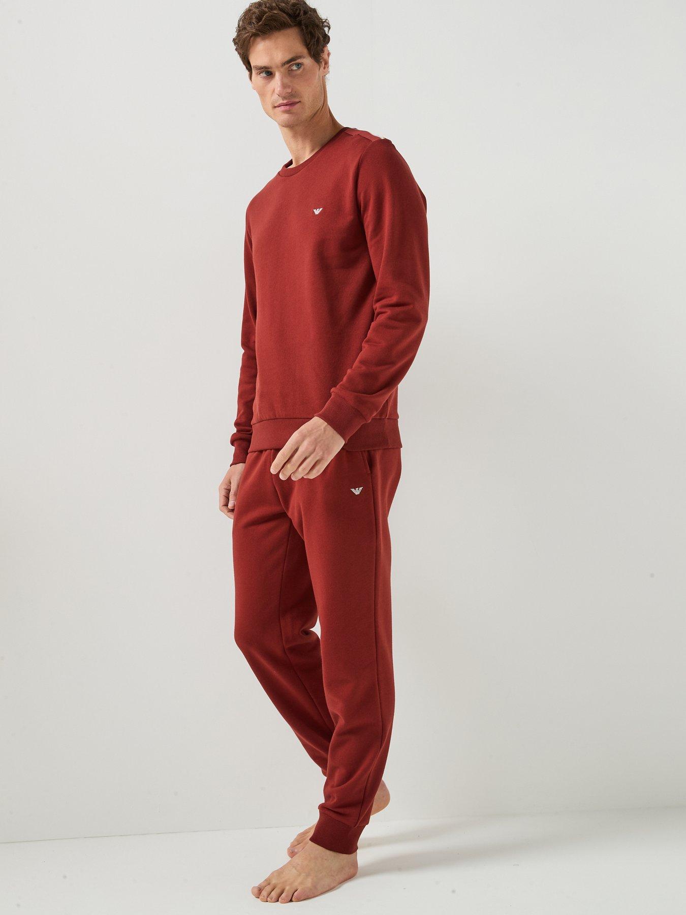 Emporio Armani Bodywear Terry Lounge Tracksuit - Dark Red