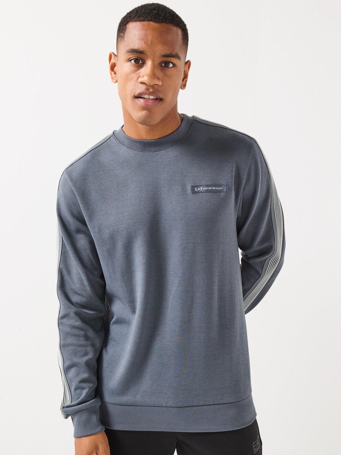 EA7 Emporio Armani 7 Lines Shoulder Tape Crew Sweatshirt - Blue