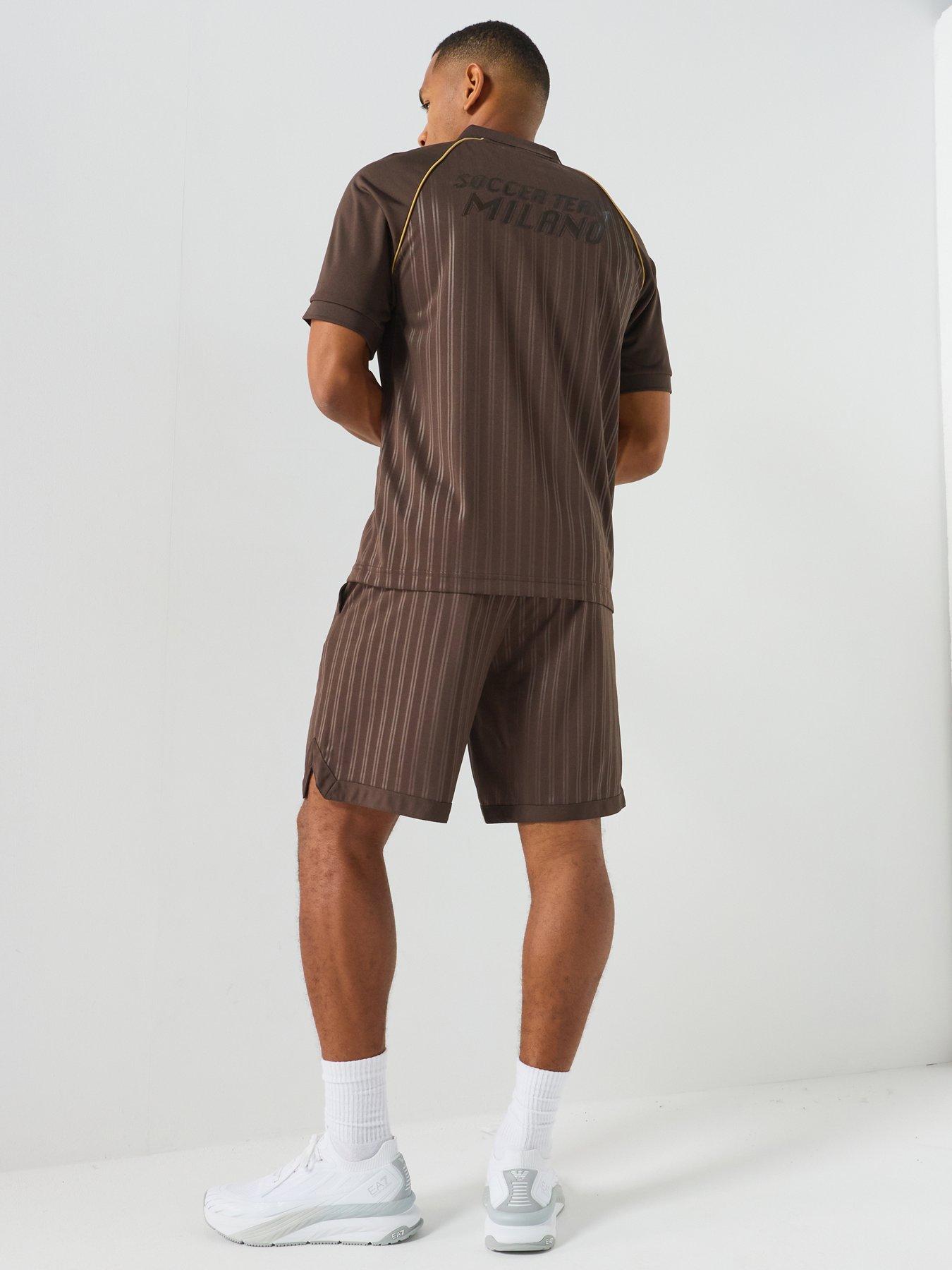 Image 2 of 5 of EA7 Emporio Armani Train Soccer Polo &amp; Shorts Set - Brown