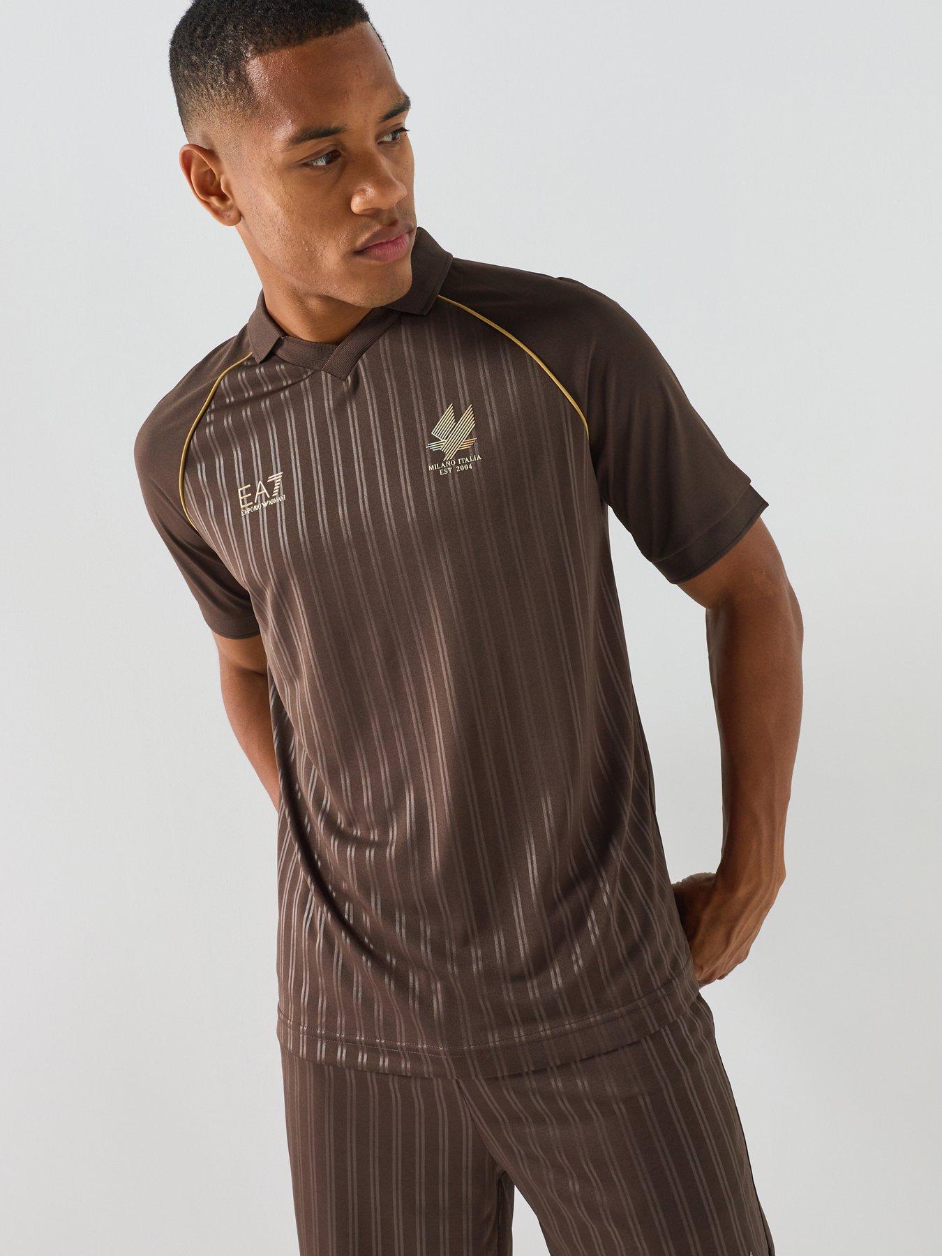 Image 3 of 5 of EA7 Emporio Armani Train Soccer Polo &amp; Shorts Set - Brown