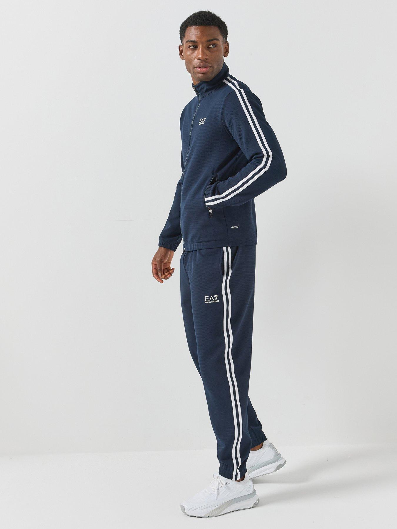 Image 1 of 6 of EA7 Emporio Armani Mens Tennis Pro Stretch Full Zip Tracksuit Set - Navy