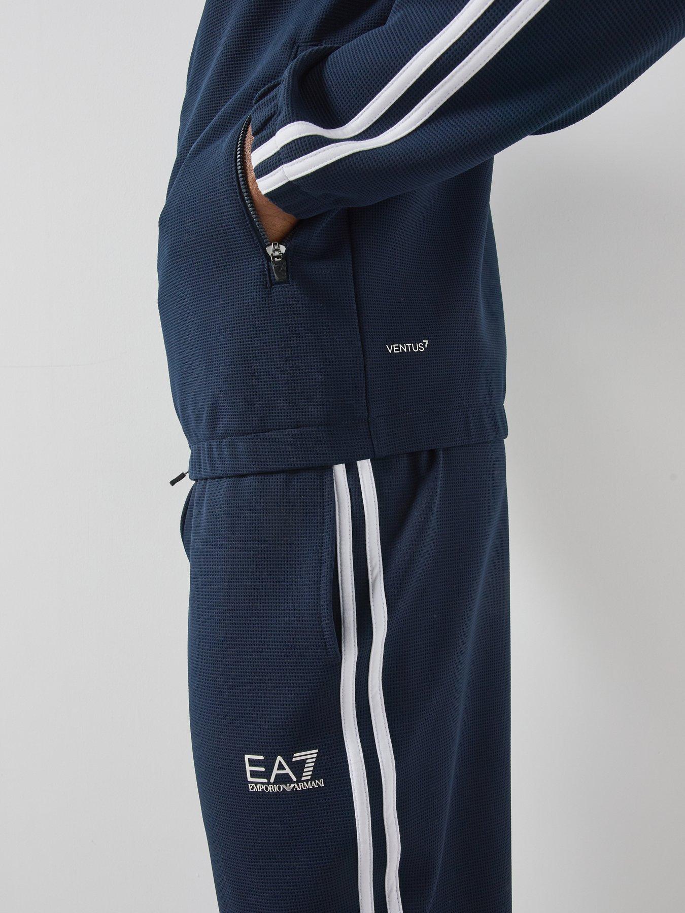Image 4 of 6 of EA7 Emporio Armani Mens Tennis Pro Stretch Full Zip Tracksuit Set - Navy