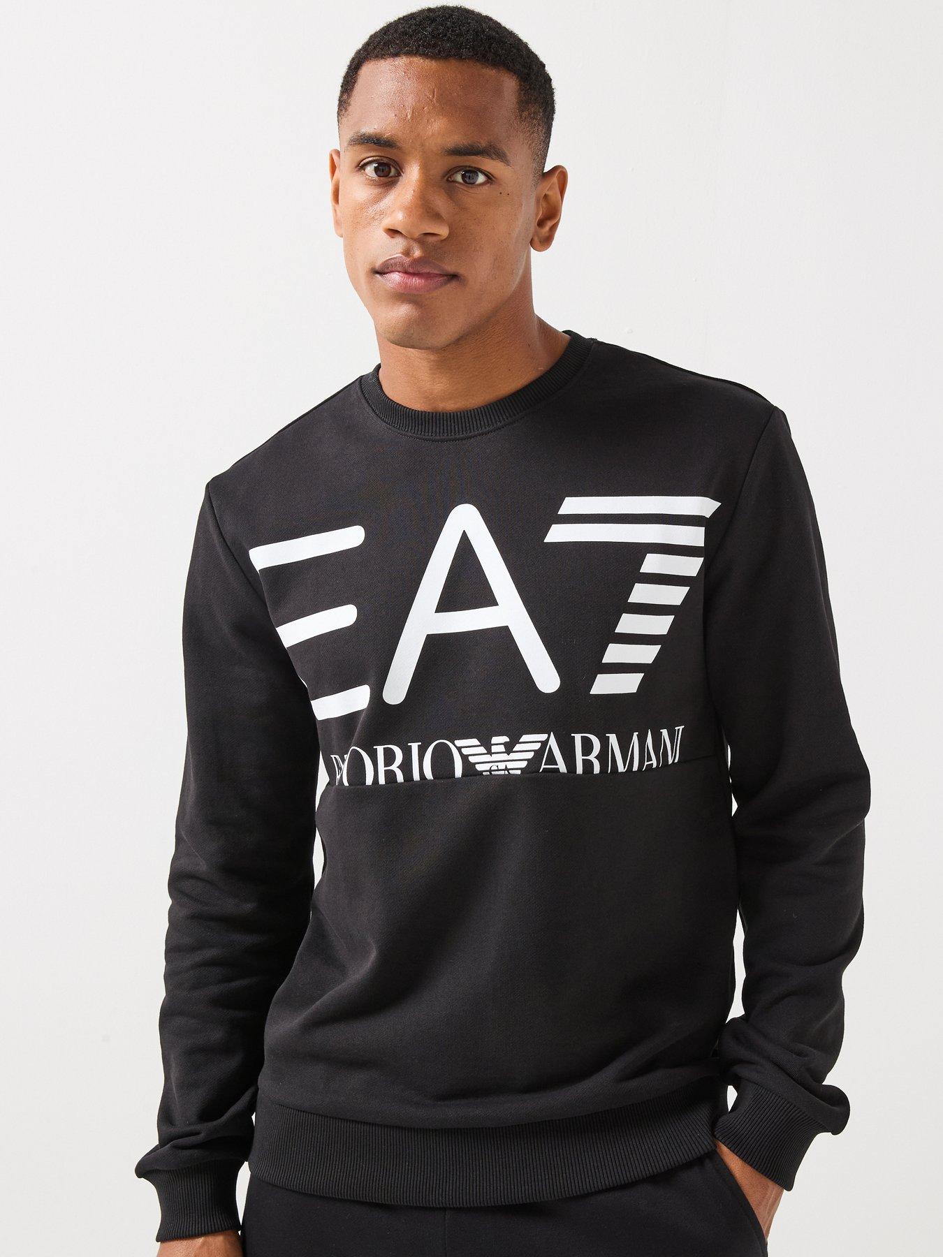 Image 1 of 6 of EA7 Emporio Armani Oversized Logo Crew Neck Sweatshirt - Black