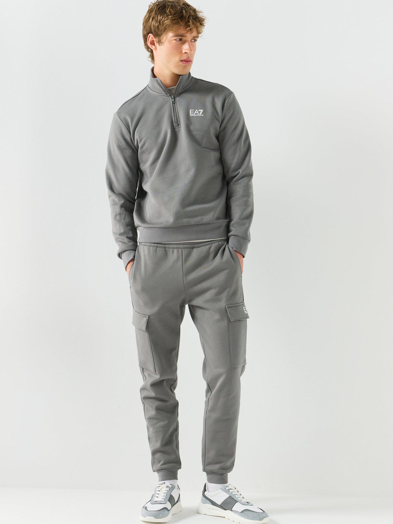Image 3 of 6 of EA7 Emporio Armani Core ID Logo Quarter Zip Funnel Neck Sweatshirt - Grey