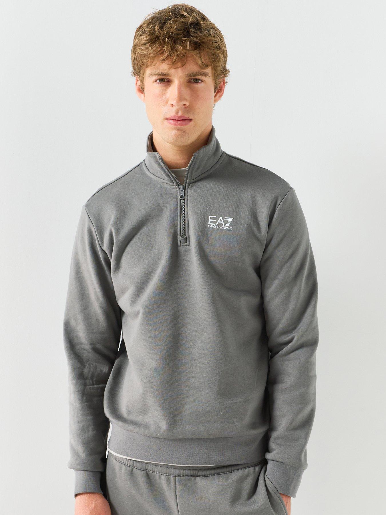 Image 5 of 6 of EA7 Emporio Armani Core ID Logo Quarter Zip Funnel Neck Sweatshirt - Grey