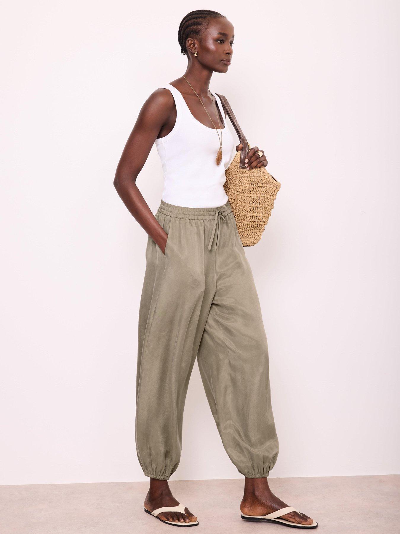 Mint Velvet Khaki Cupro Balloon Trouser - Green