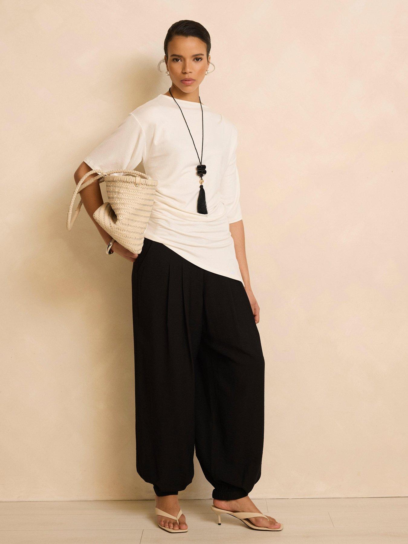 Image 3 of 6 of Mint Velvet Ivory Draped Asymmetric Top - White