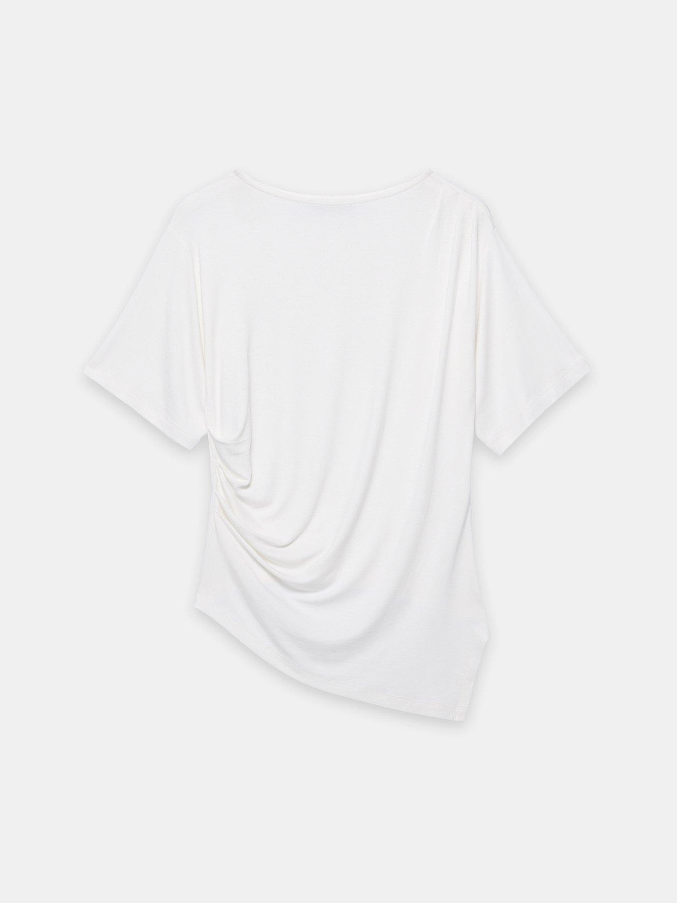 Image 5 of 6 of Mint Velvet Ivory Draped Asymmetric Top - White