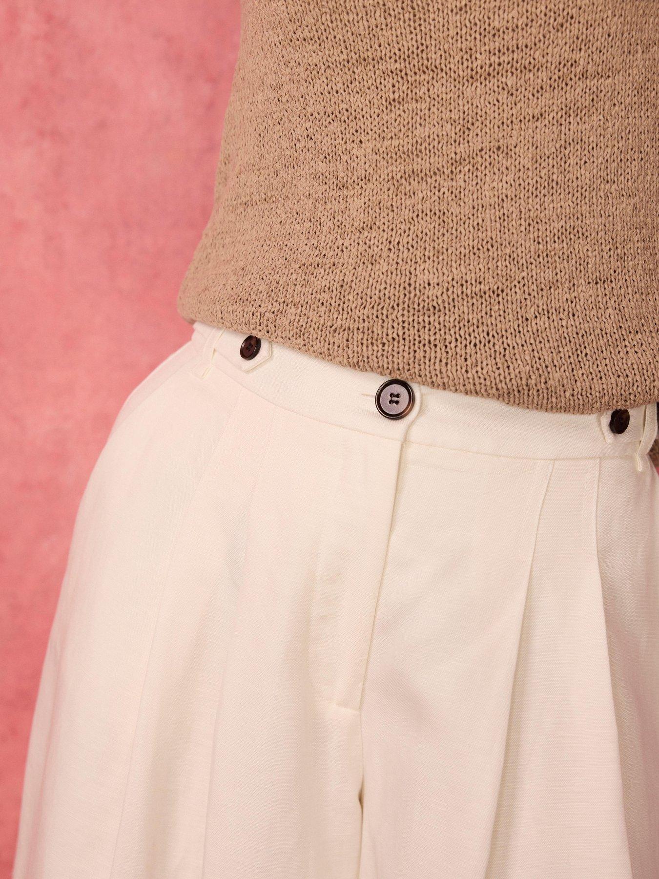 Image 4 of 6 of Mint Velvet Ivory Linen Crop Trouser