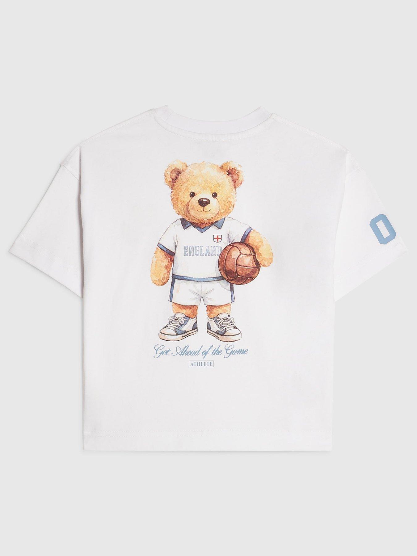 Image 2 of 4 of River Island Mini Boys England Football Bear T-Shirt - White