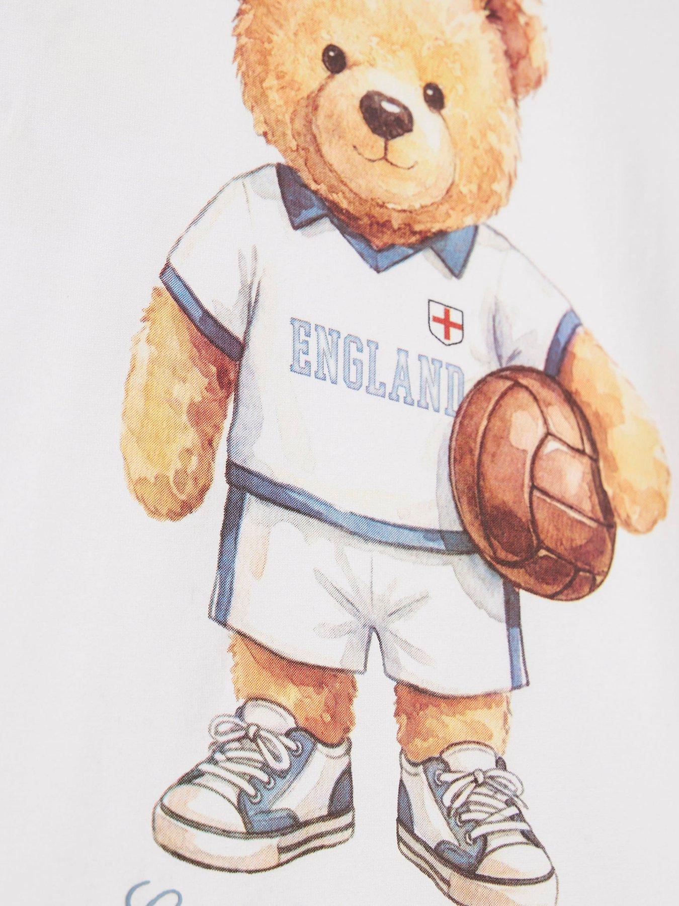 Image 3 of 4 of River Island Mini Boys England Football Bear T-Shirt - White