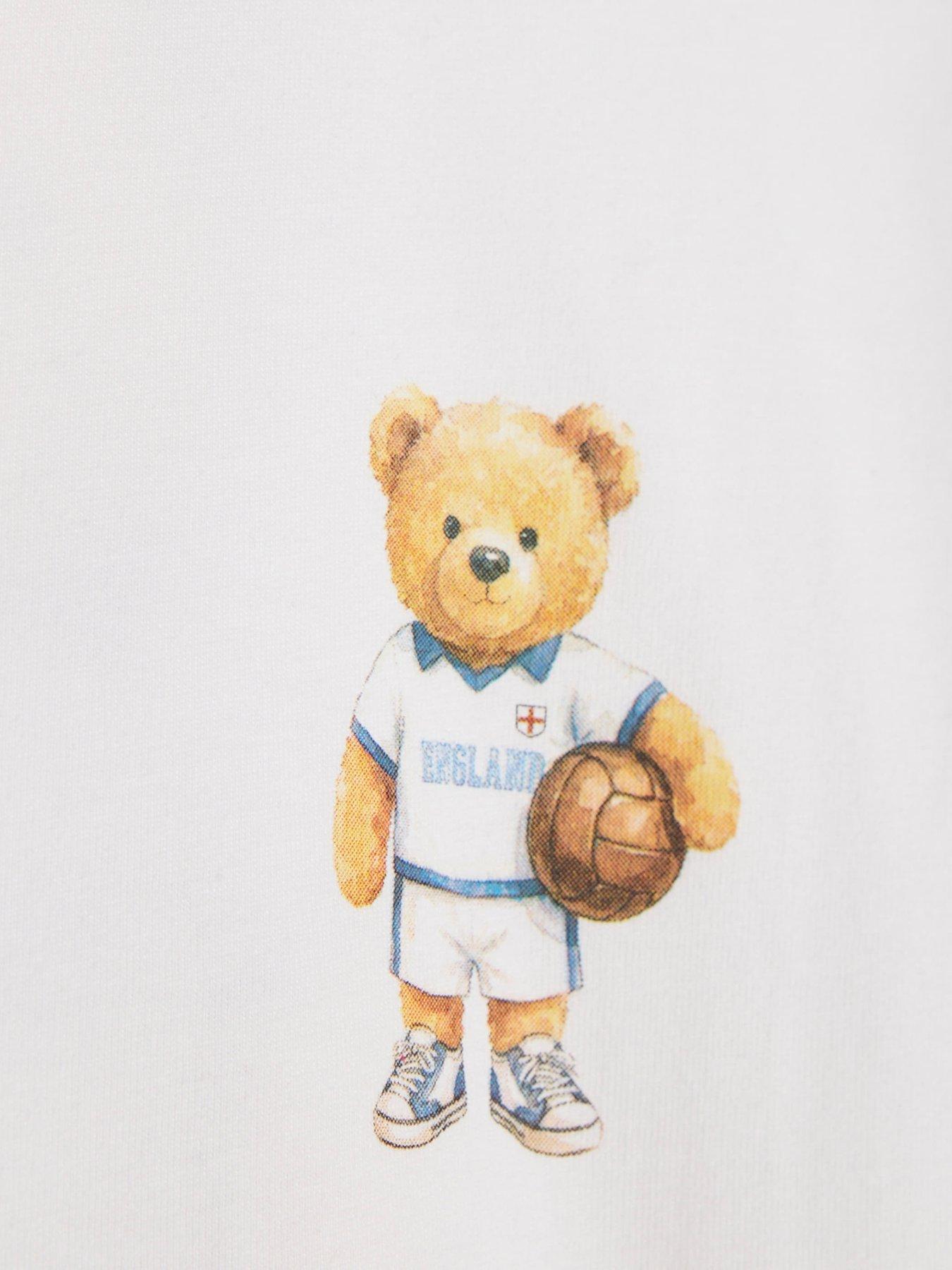 Image 4 of 4 of River Island Mini Boys England Football Bear T-Shirt - White