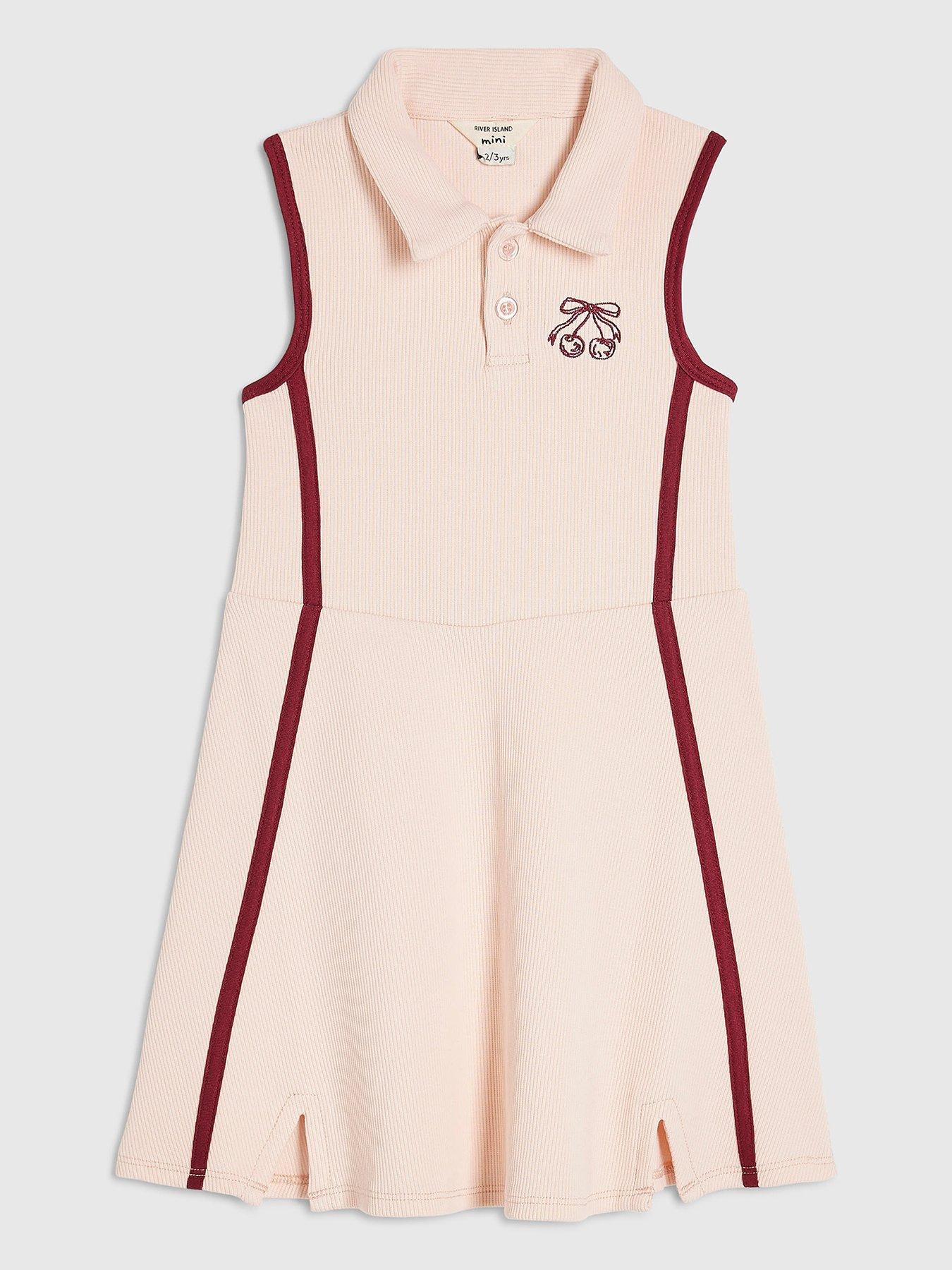 River Island Mini Girls Cherry Rib Polo Dress - Pink