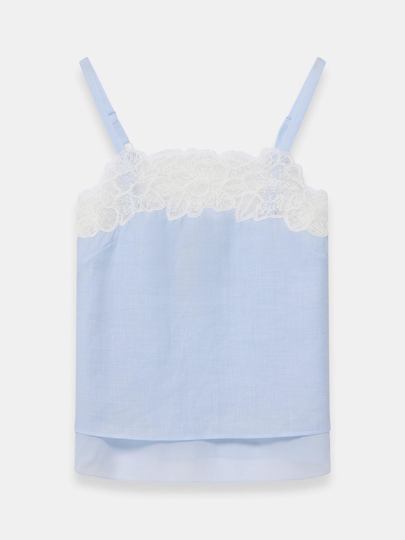Image 5 of 6 of Mint Velvet Ramie Lace Cami - Blue