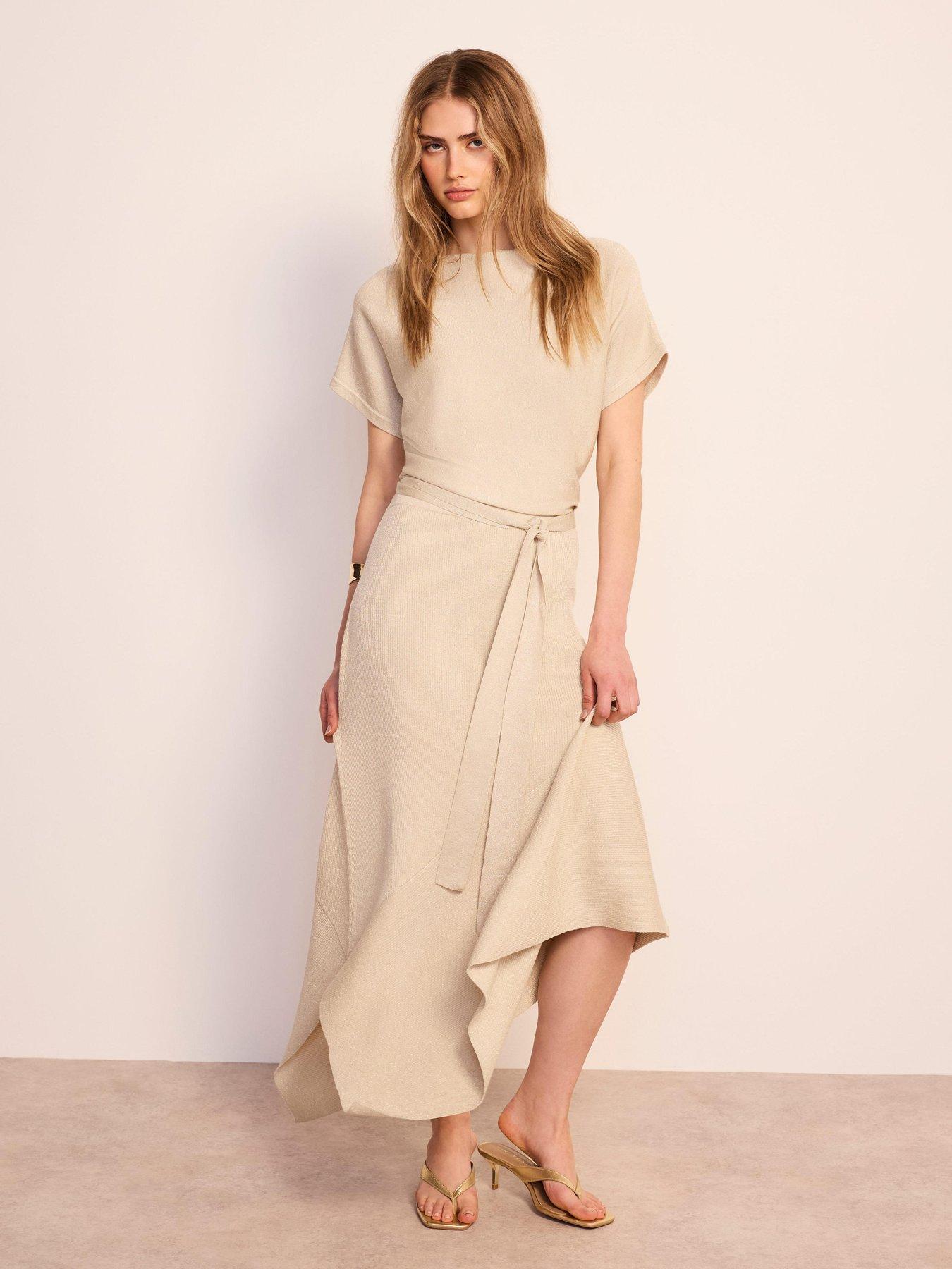 Image 3 of 6 of Mint Velvet Knit Asymmetric Dress - Stone
