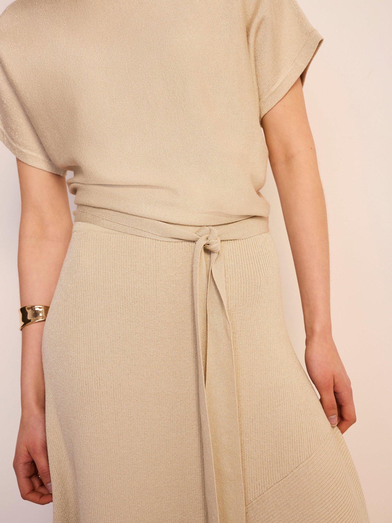 Image 4 of 6 of Mint Velvet Knit Asymmetric Dress - Stone