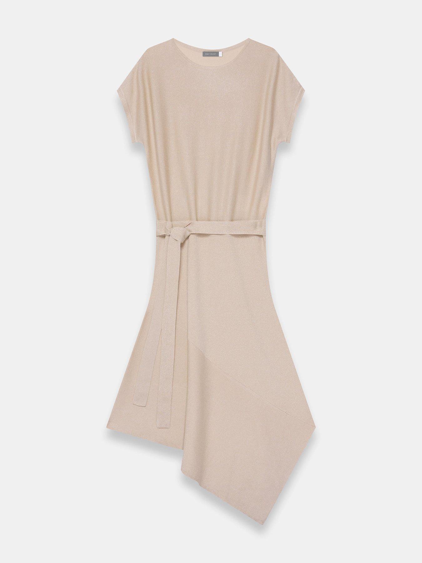 Image 5 of 6 of Mint Velvet Knit Asymmetric Dress - Stone