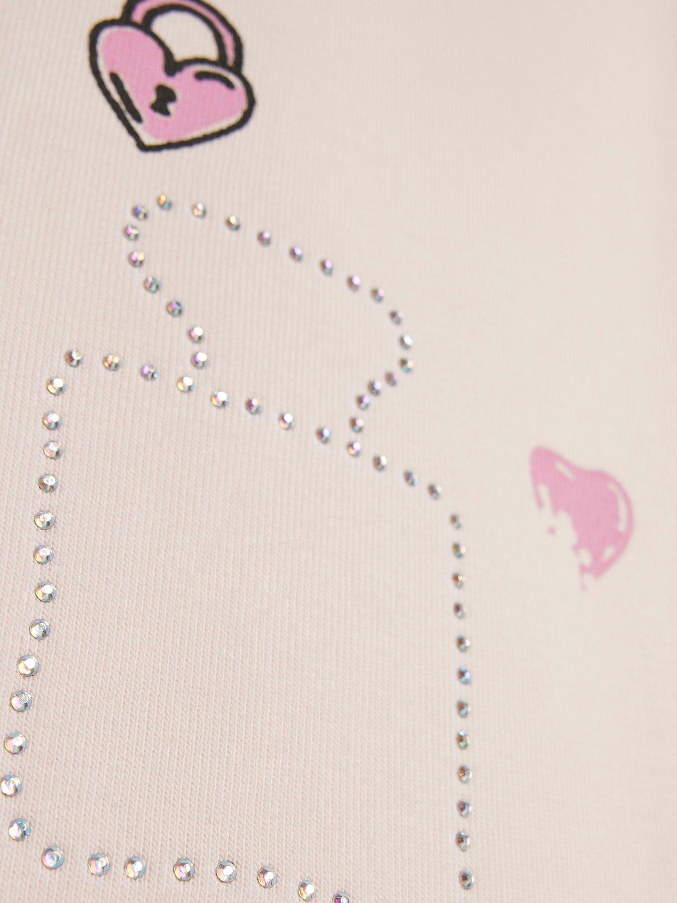 Image 3 of 4 of River Island Older Girls Graffiti Icon Wide Leg Joggers - Cream