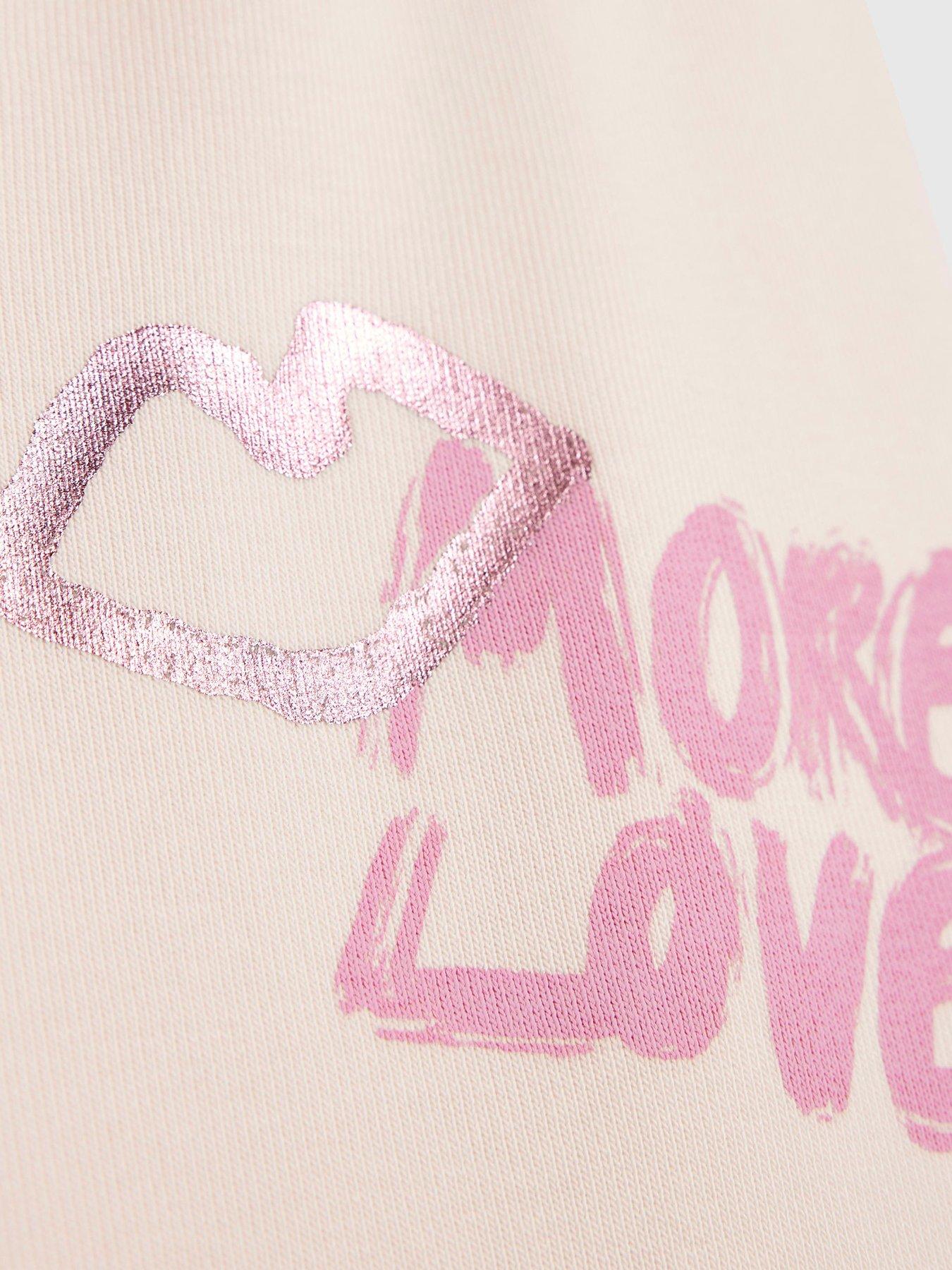 Image 4 of 4 of River Island Older Girls Graffiti Icon Wide Leg Joggers - Cream