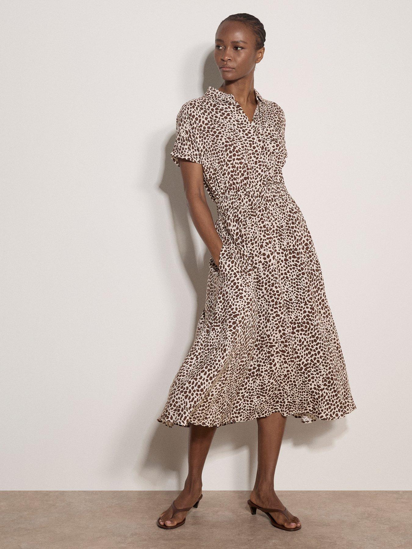 Apricot Mono Dense Spot Shirt Smock Waist Dress