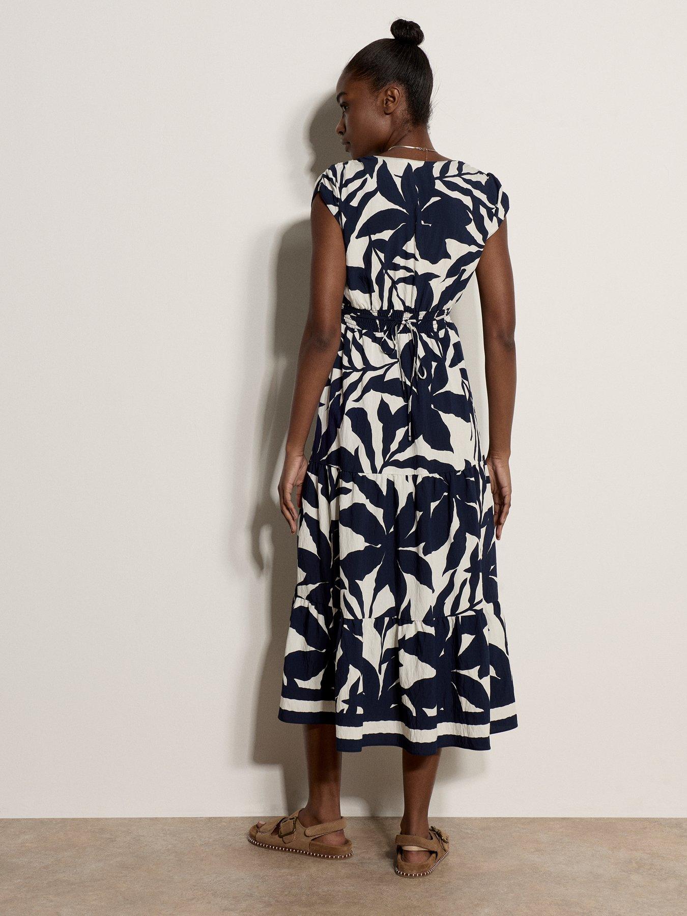 Image 2 of 4 of Apricot Silhouette Floral Tiered Dress - Blue
