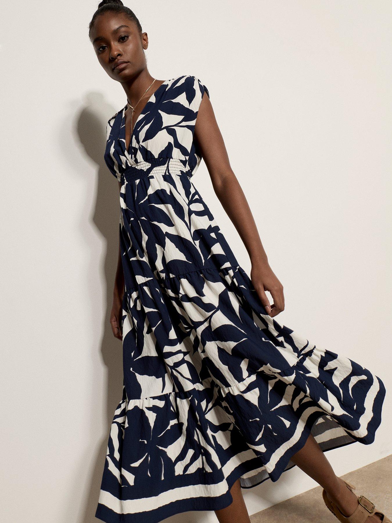 Image 3 of 4 of Apricot Silhouette Floral Tiered Dress - Blue