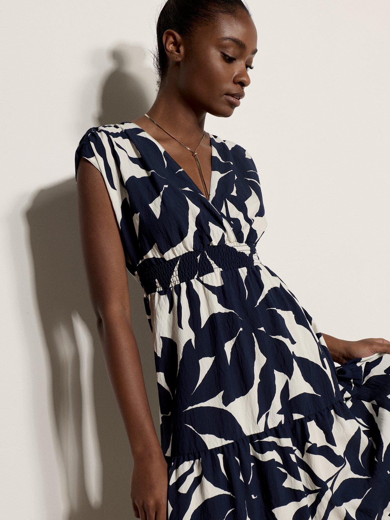 Image 4 of 4 of Apricot Silhouette Floral Tiered Dress - Blue