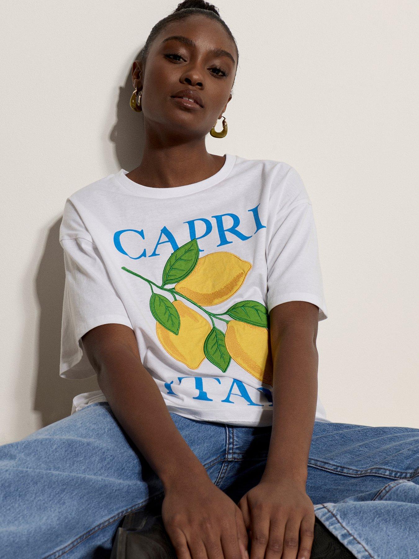 Apricot Capri Italy Applique Lemon T-Shirt - White
