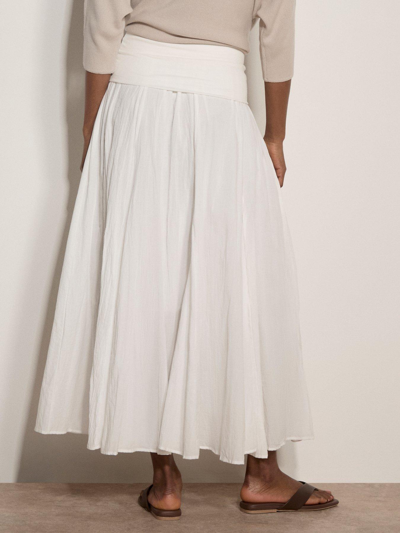 Image 2 of 5 of Apricot Jersey Waistband Cotton Midaxi Skirt - White