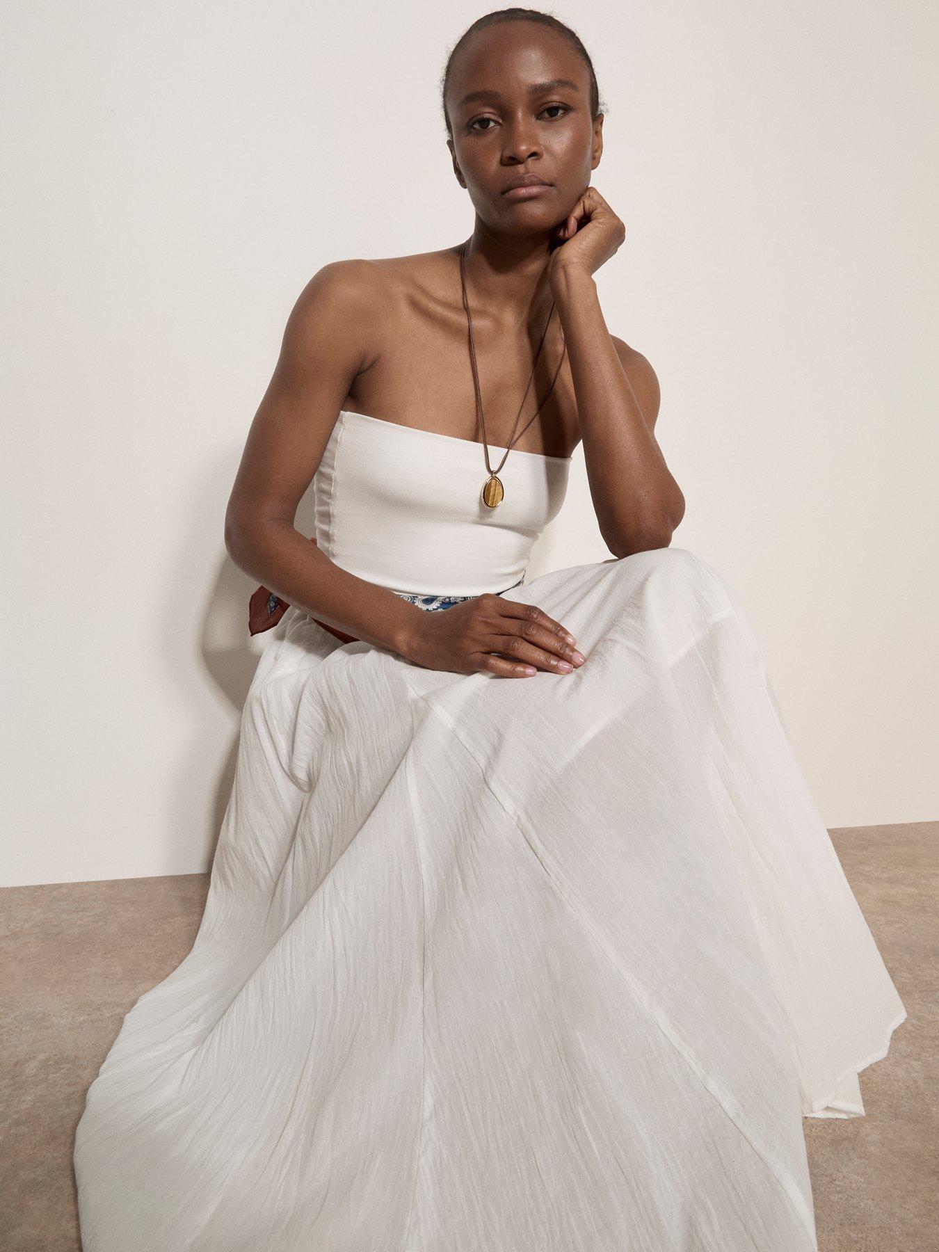 Image 5 of 5 of Apricot Jersey Waistband Cotton Midaxi Skirt - White