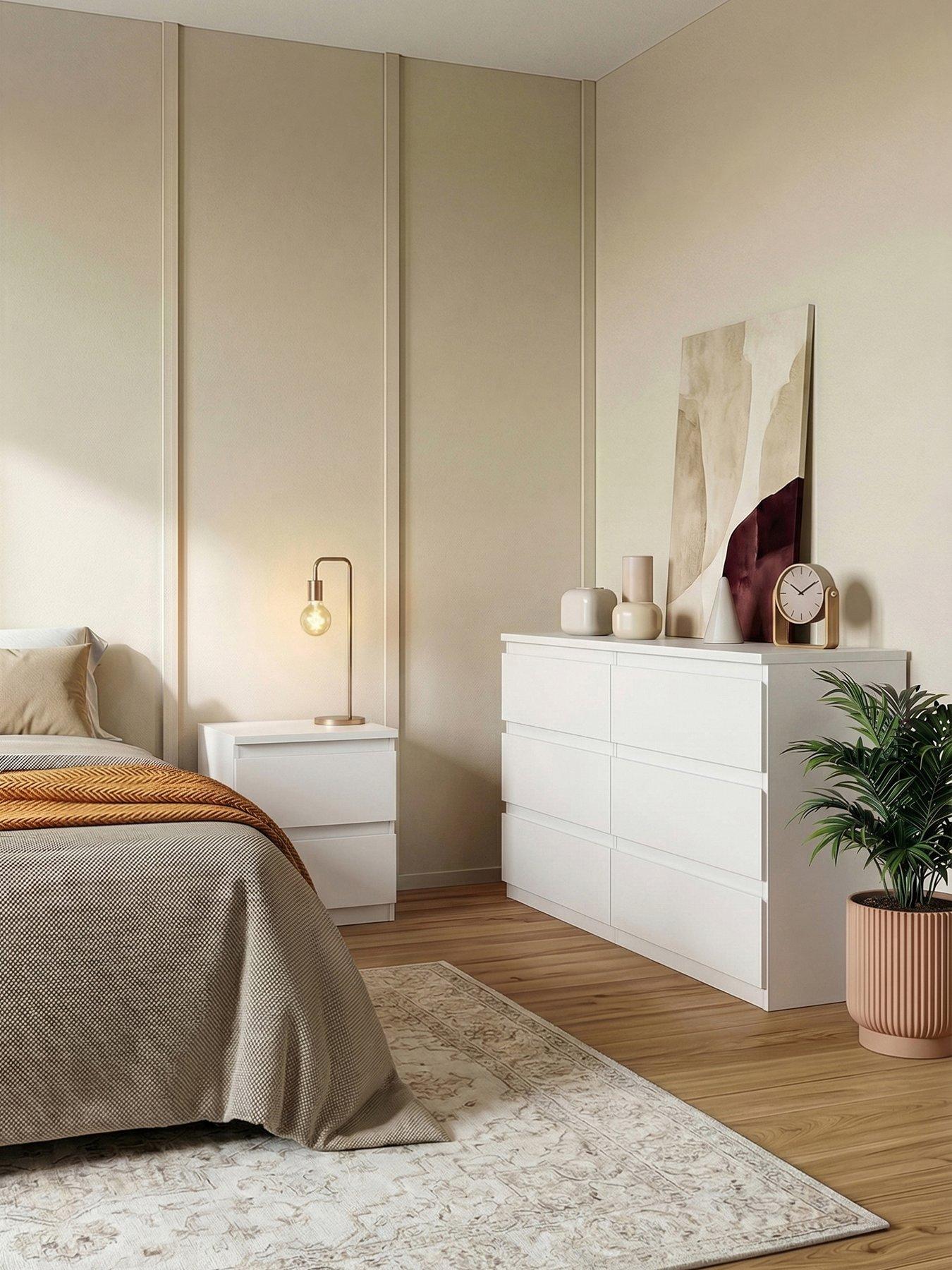 The Very Collection Lisson 3 Piece Package - 6 Drawer Chest and Pair of 2 Drawer Bedside Chests - White - FSC® Certified