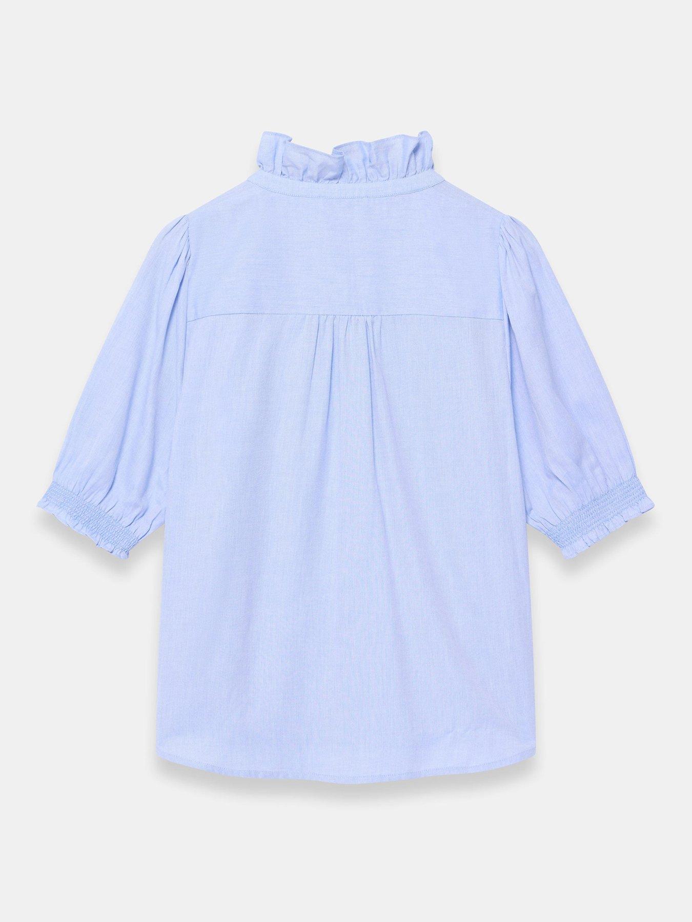 Image 6 of 6 of Mint Velvet Chambray Ruffle Blouse - Blue