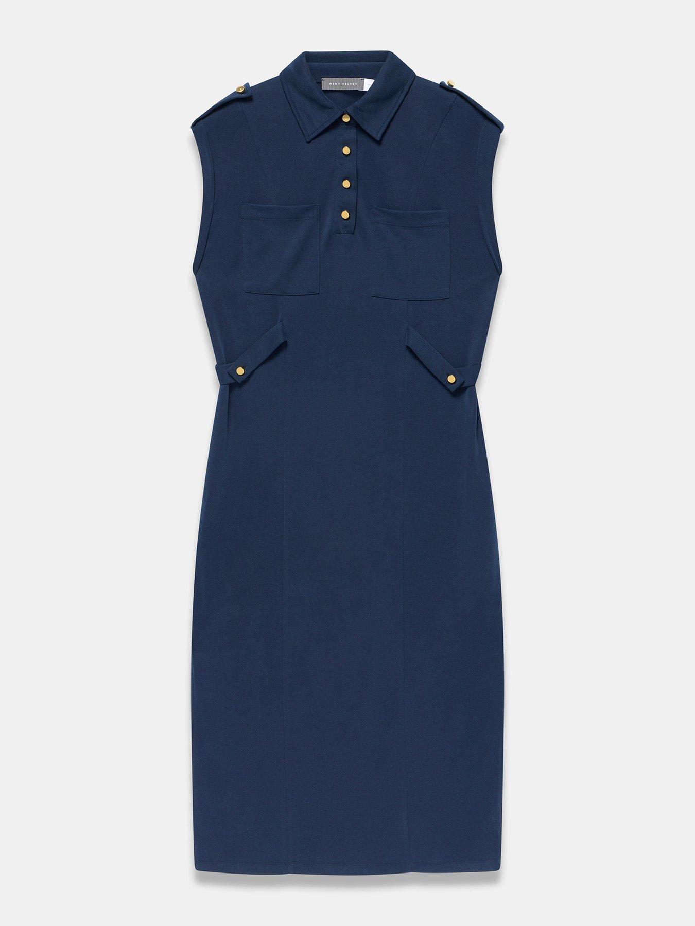 Image 5 of 6 of Mint Velvet Navy Utility Jersey Dress - Blue