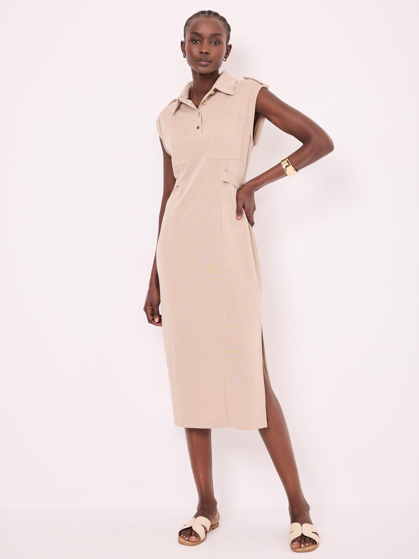 Mint Velvet Neutral Utility Jersey Dress