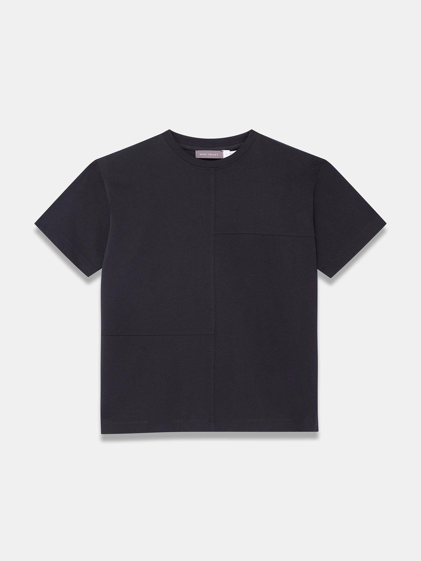 Image 5 of 6 of Mint Velvet Seam Detail T-Shirt - Black