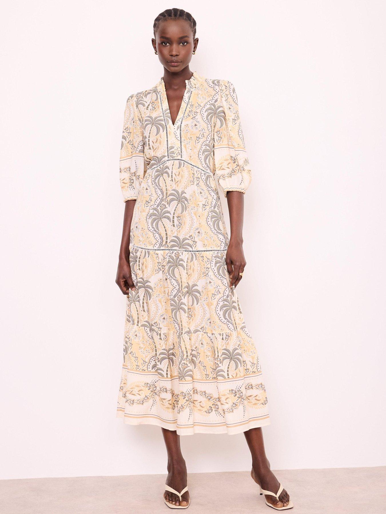 Image 2 of 6 of Mint Velvet Palm Print Midi Dress