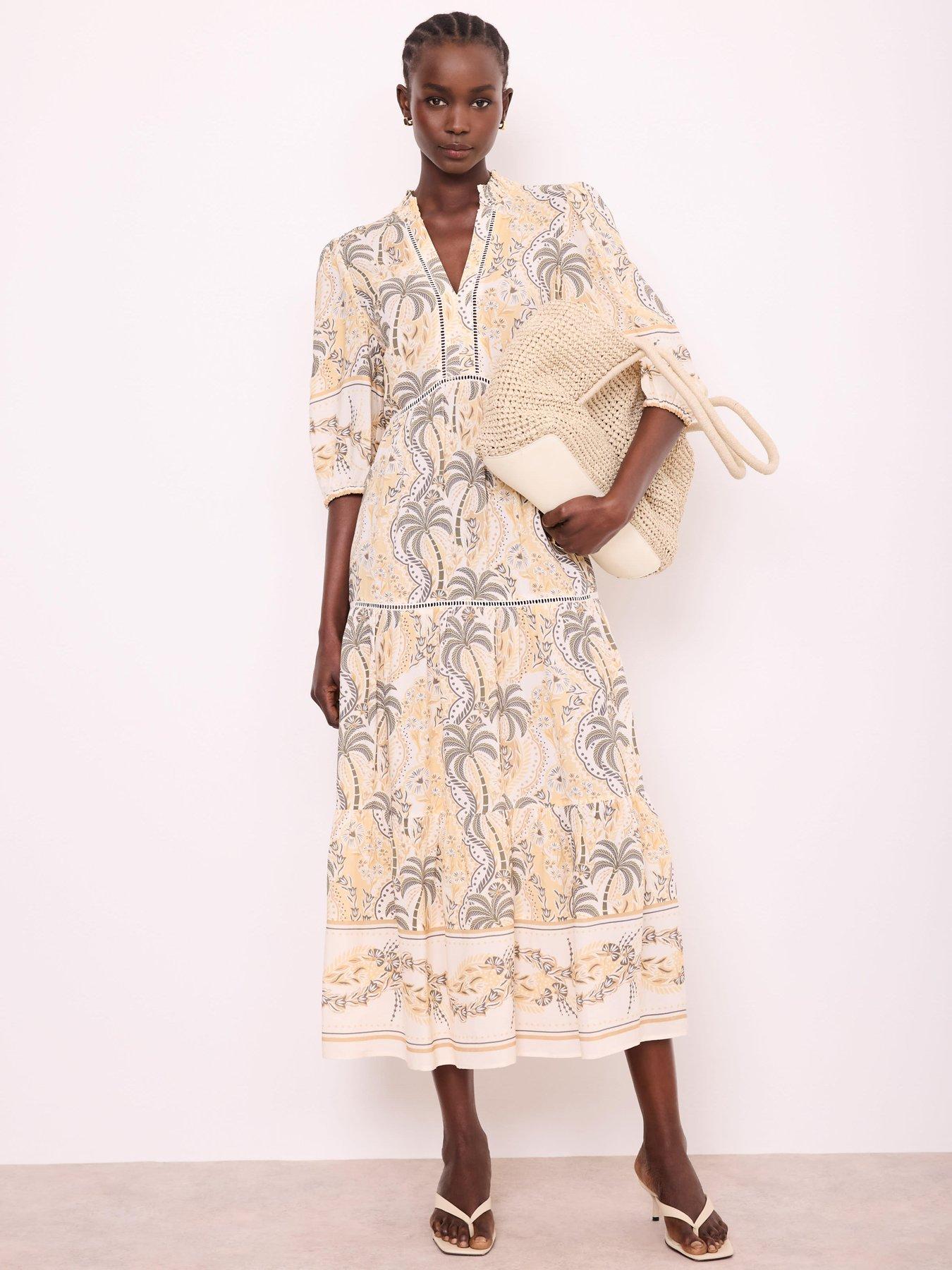 Image 4 of 6 of Mint Velvet Palm Print Midi Dress