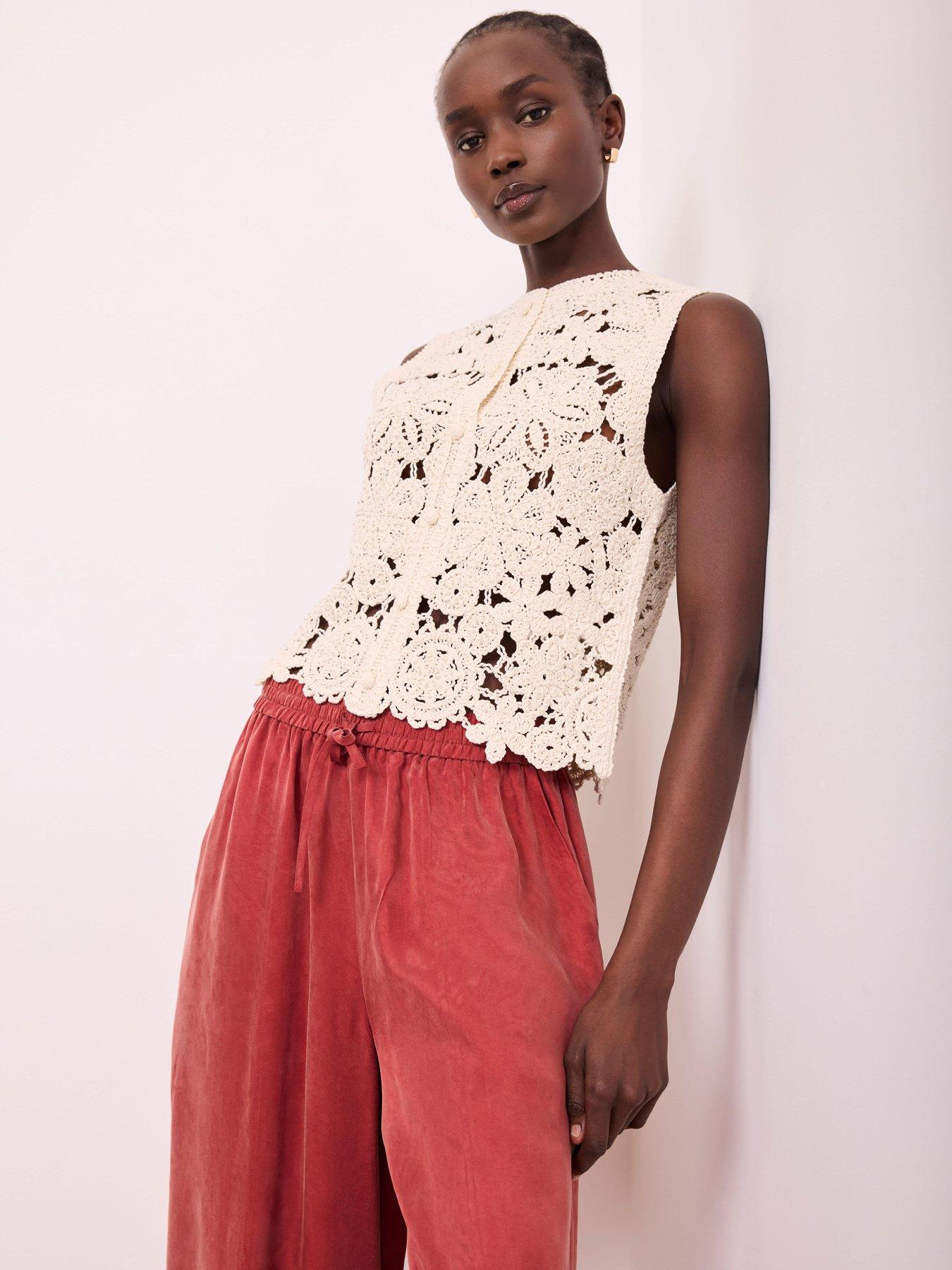 Image 2 of 6 of Mint Velvet Sparkle Crochet Waistcoat