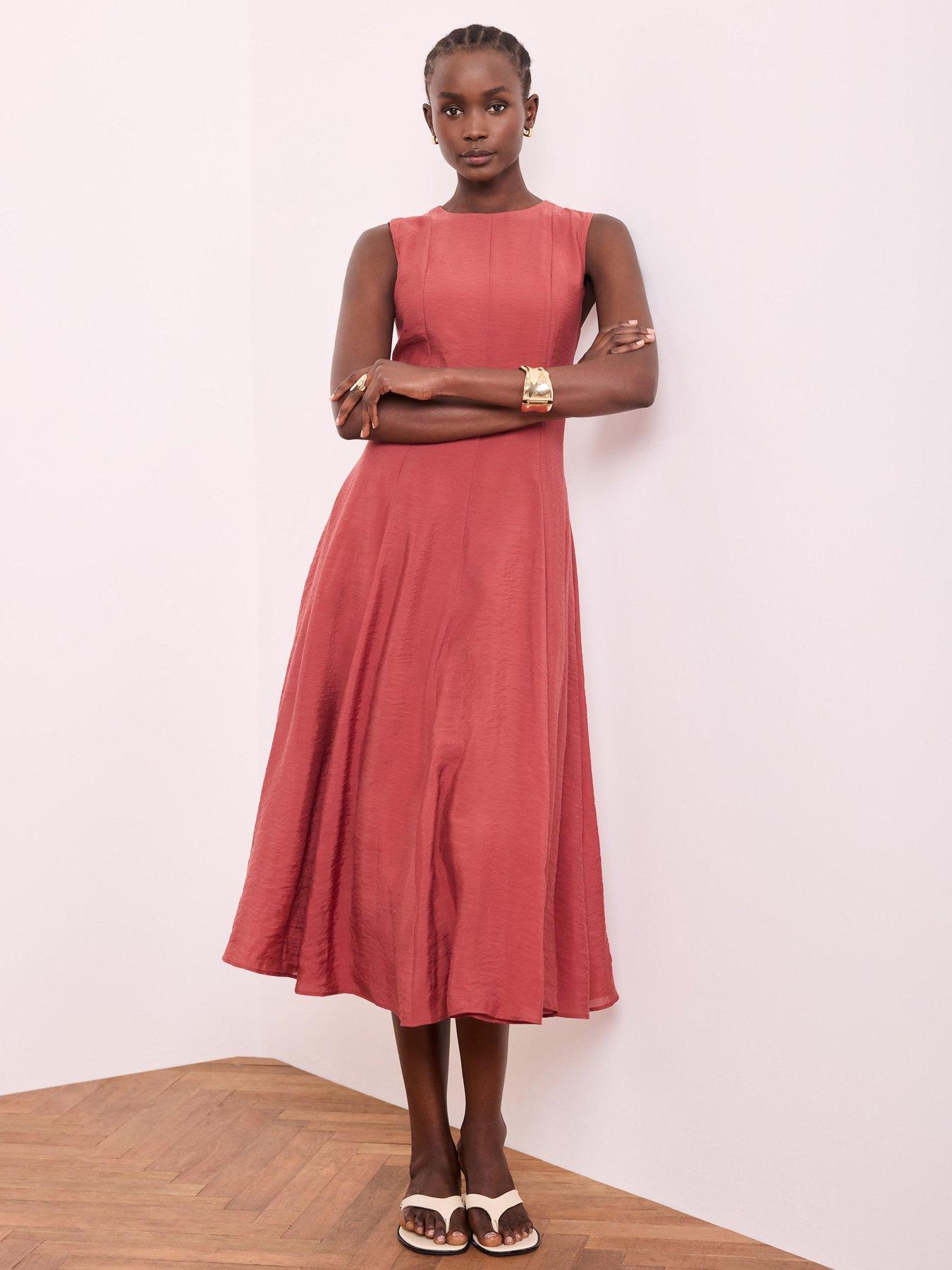 Image 1 of 6 of Mint Velvet Rust Assym Hem Midi Dress