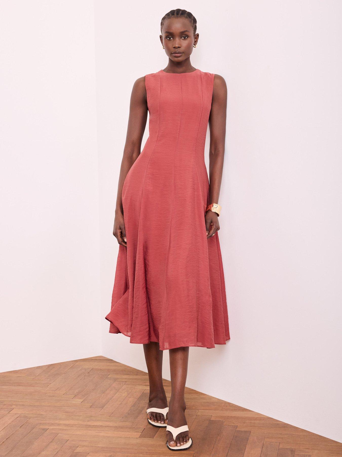 Image 2 of 6 of Mint Velvet Rust Assym Hem Midi Dress