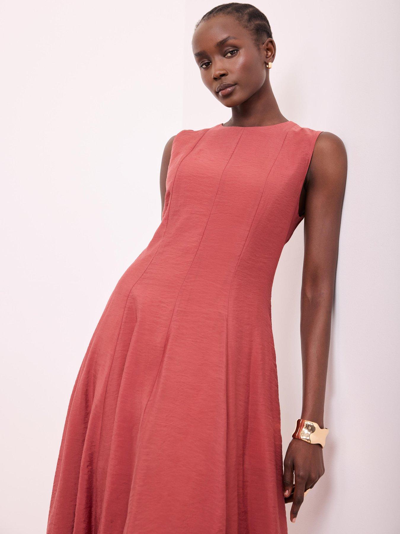 Image 3 of 6 of Mint Velvet Rust Assym Hem Midi Dress