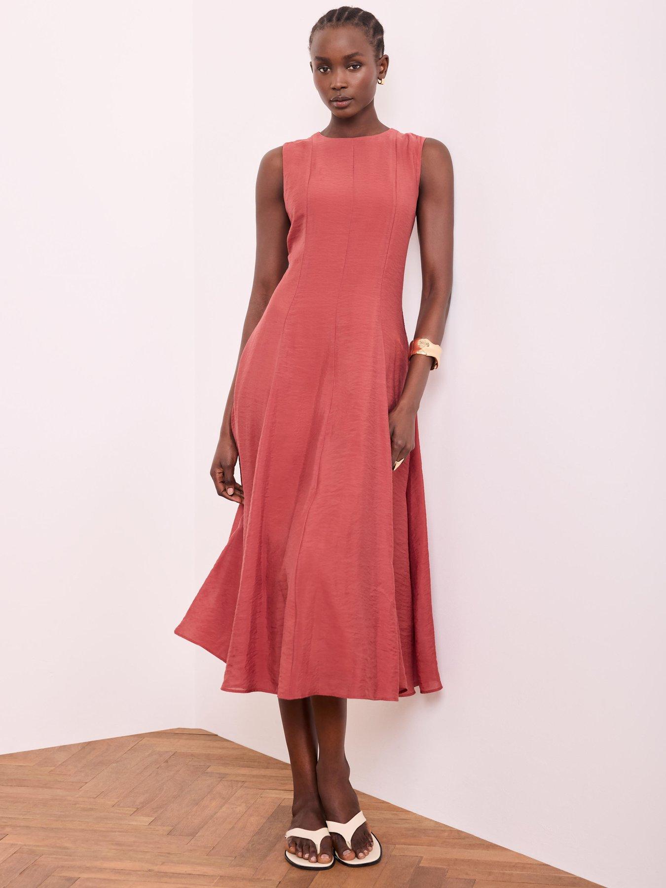 Image 4 of 6 of Mint Velvet Rust Assym Hem Midi Dress
