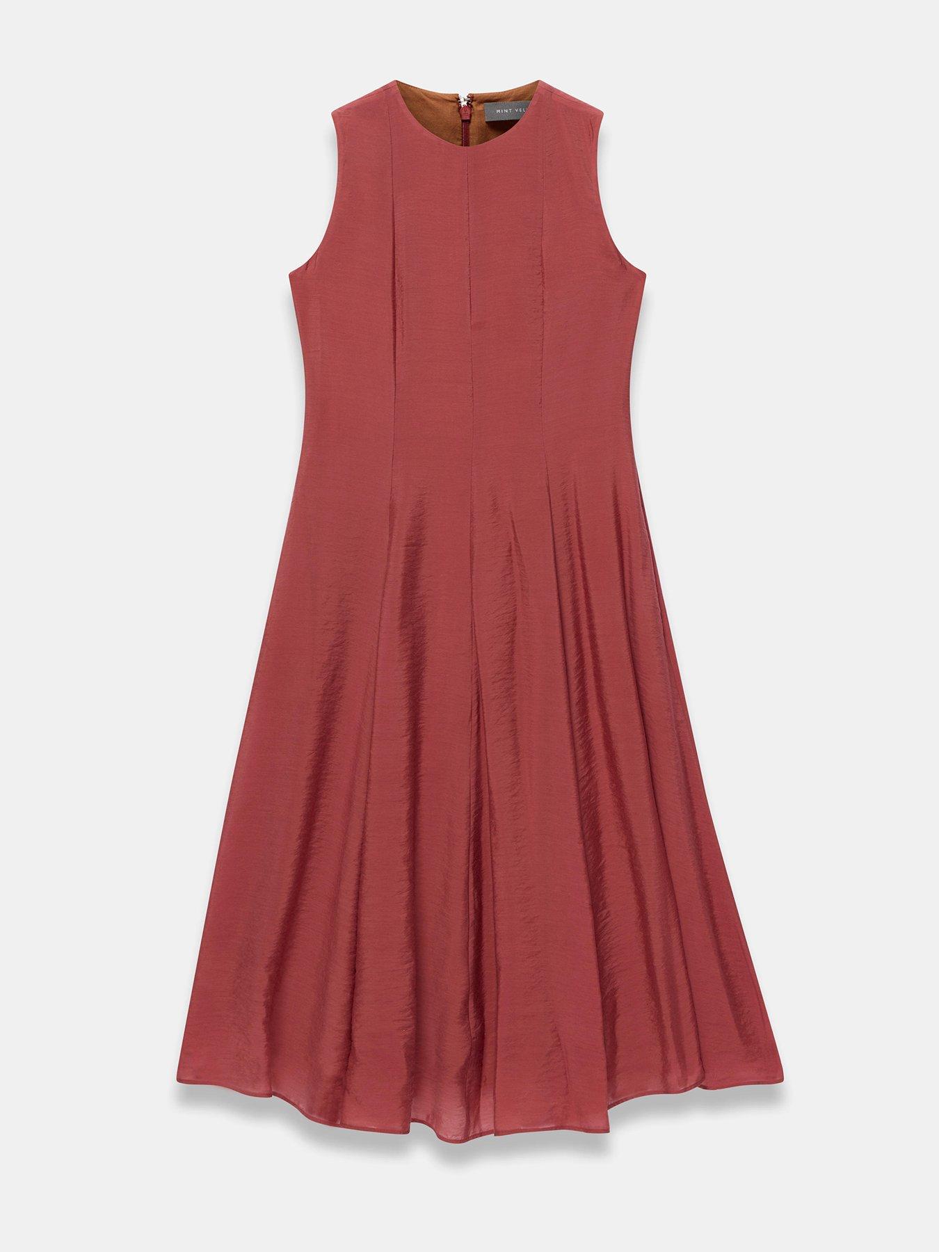 Image 5 of 6 of Mint Velvet Rust Assym Hem Midi Dress