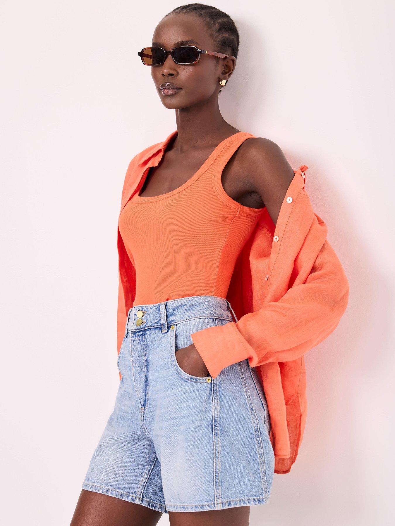 Image 1 of 6 of Mint Velvet Square Scoop Neck Vest - Orange