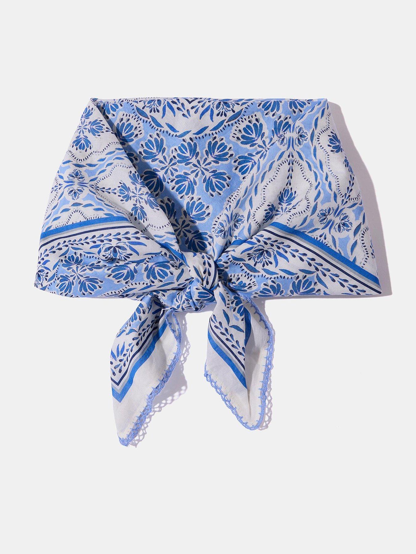 Mint Velvet Lace Edge Neck Scarf - Blue
