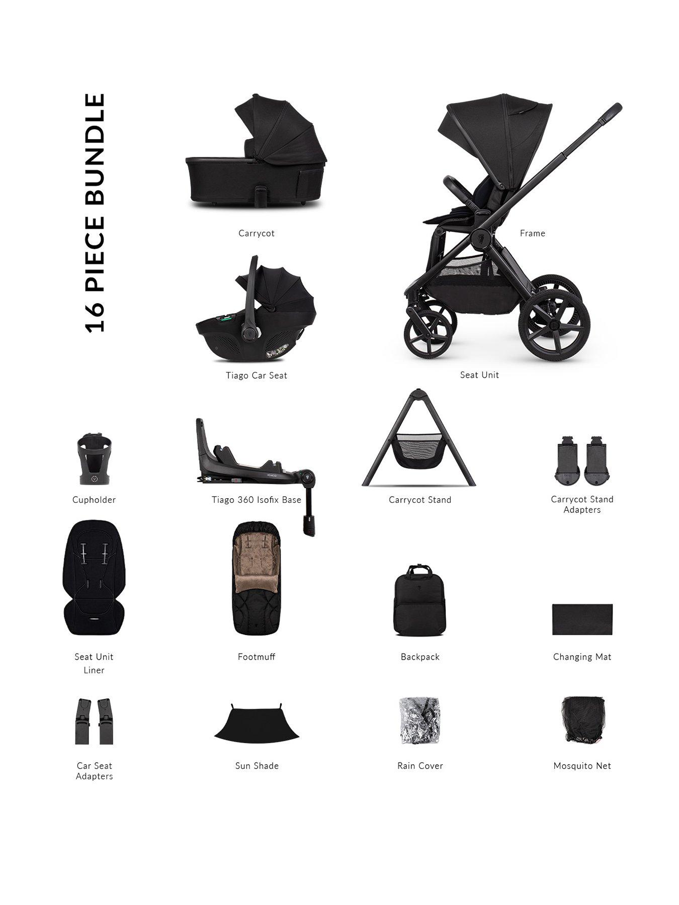 Image 1 of 8 of Venicci Upline 3 - 4in1 Plus Bundle Tiago Black Car Seat and 360 Base - Onyx
