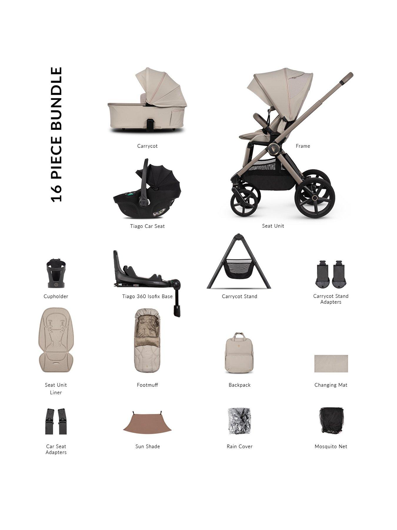 Venicci Upline 3 - 4in1 Plus Bundle Tiago Black Car Seat and 360 Base - Pebble