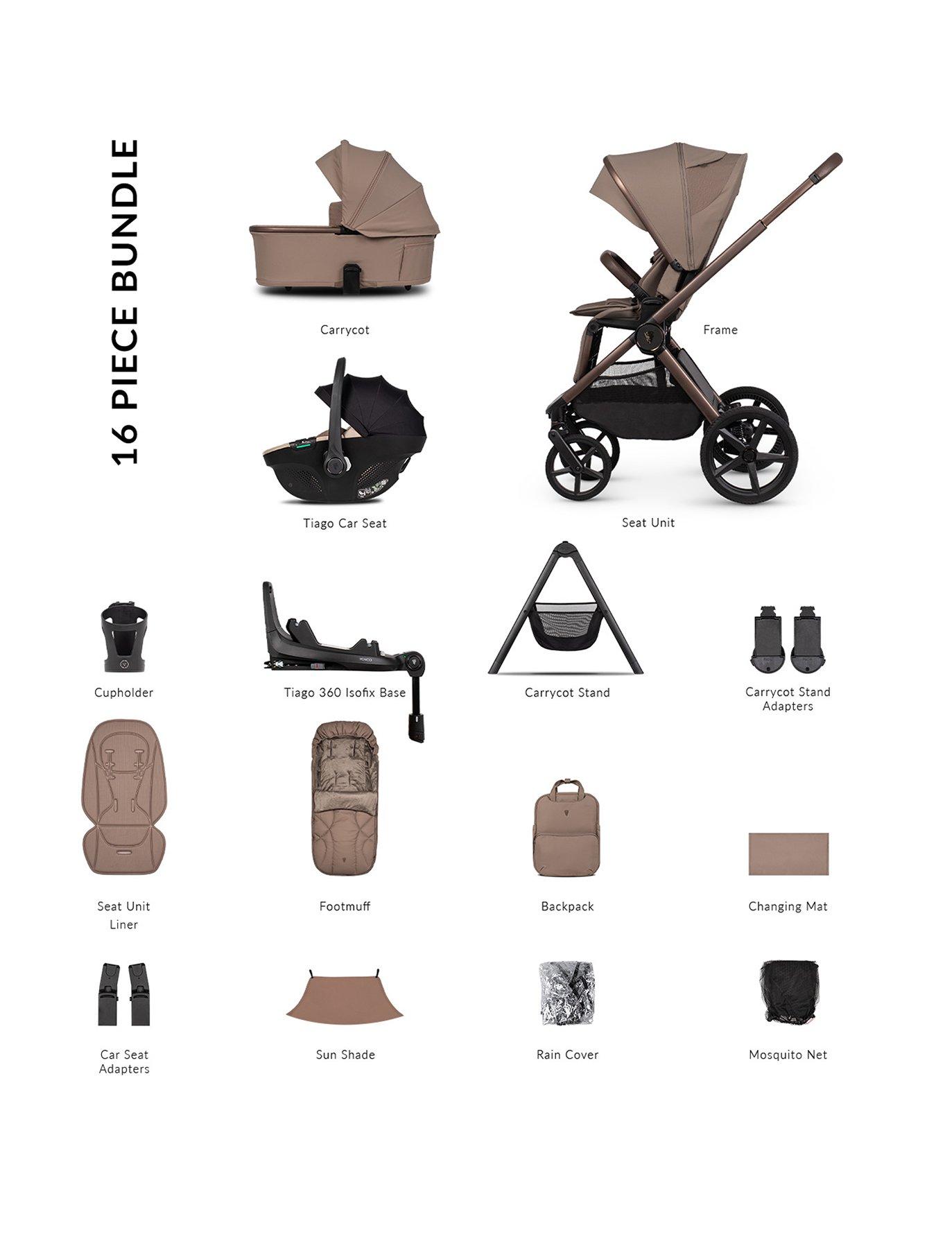 Venicci Upline 3 - 4in1 Plus Bundle Tiago Beige Car Seat and 360 Base - Sand