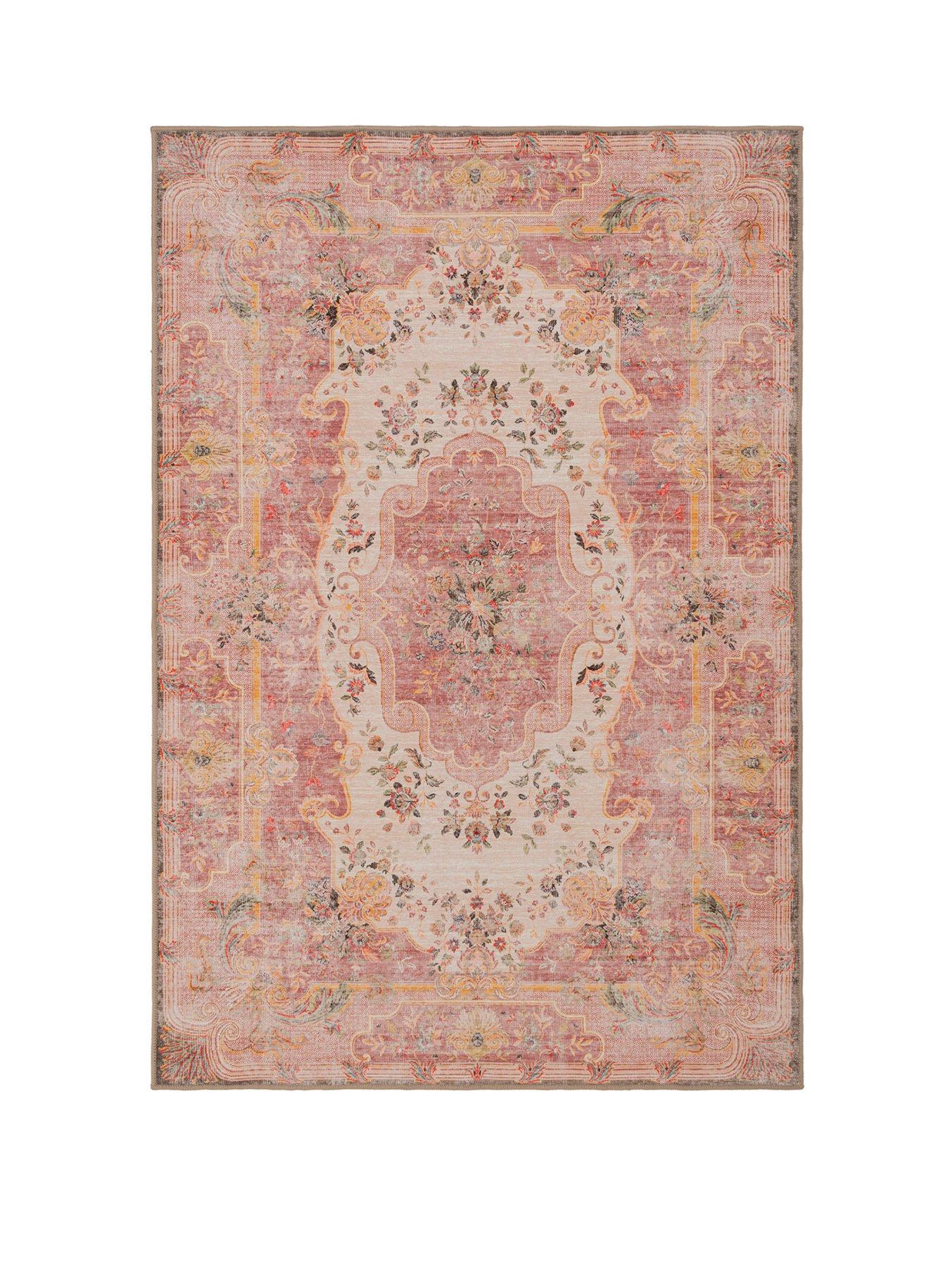 Image 2 of 7 of Kukoon Washable Pink Medallion Rug - Dusk
